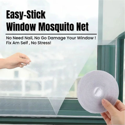 Stick-and-Go Mosquito Net Easy-Stick Window Mosquito Net DIY Insect Window Screen Magic Self-Adhesive Easy Install No Drill Wall Keep Insects Tear Resistant Reusable Adjustable Mesh Fly Screen 1.5m*2m