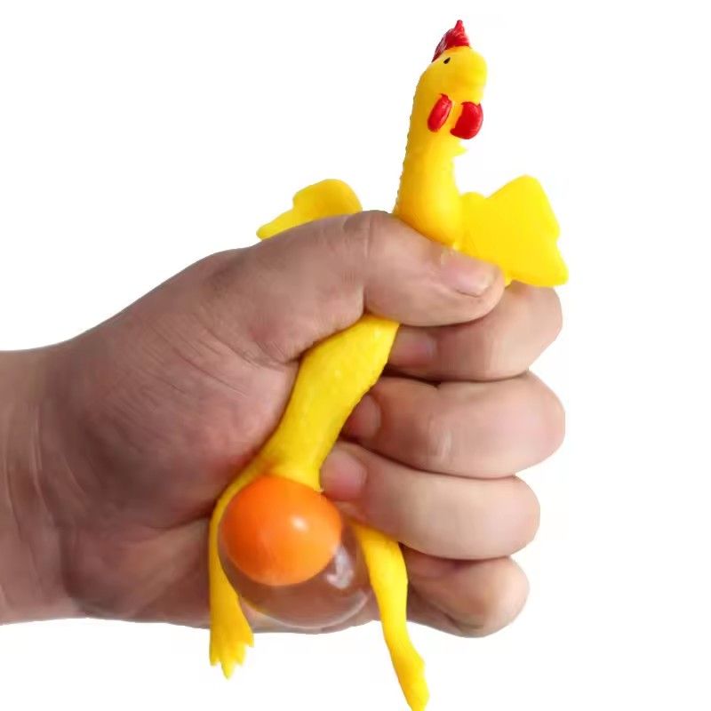 1pc Funny Squeeze Chicken Laying Egg Keychain Anti-Stress Tricky Toys Gag Children's Gift