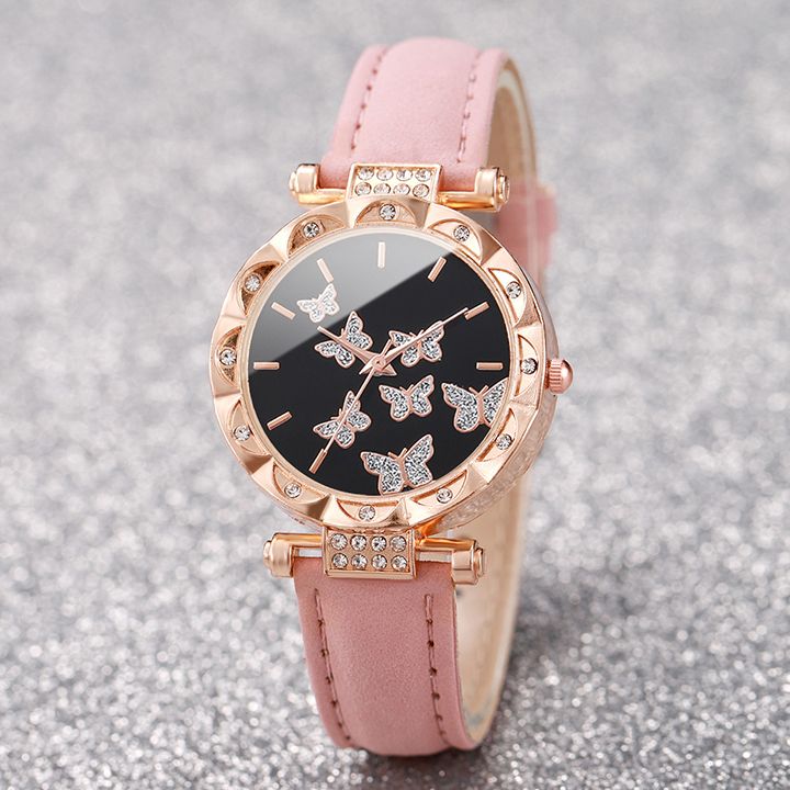 Butterfly Watches Luxury Brand Leather Quartz Women's Watch Ladies Fashion Watch Women Wristwatch Clock For Valentines Gift Favorite Women Giftes