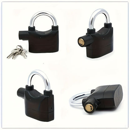 Smart Alarm Lock Security Padlock Siren Home Tools Household Sensors Alarms Lock Aluminum Alloy Anti-Theft Lock Warehouse Door Lock Bicycle Motorcycle Disc Brake Lock Anti-Theft Lock 6 Batteries 3 key
