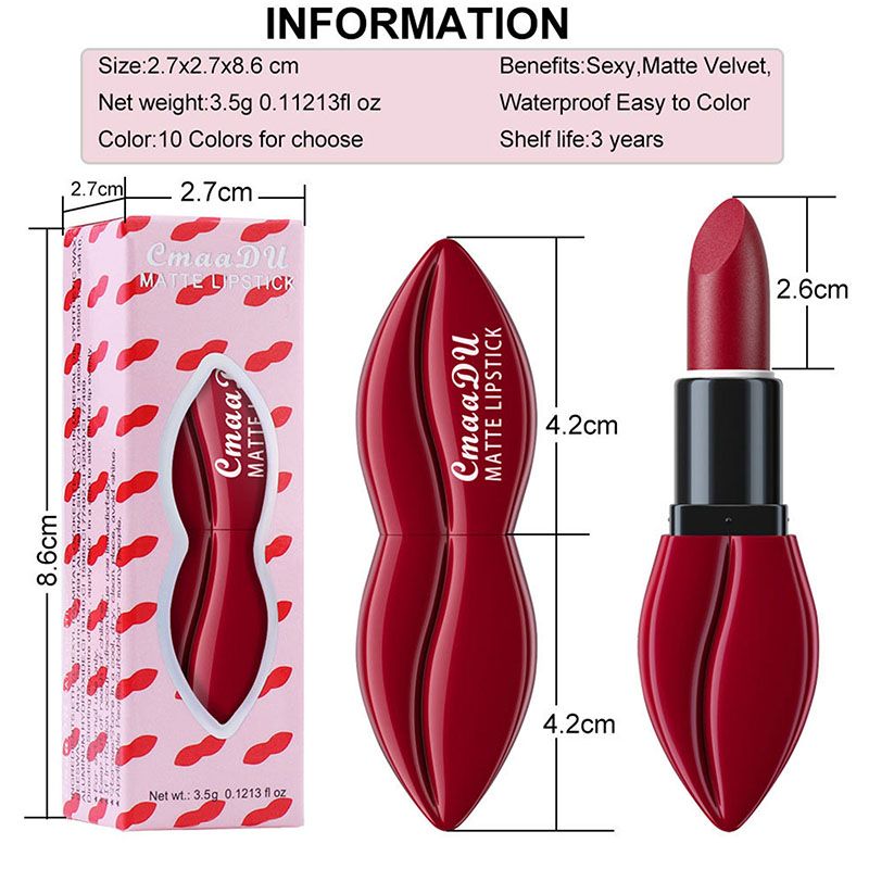 Waterproof Big Mouth Nude Matte Lipsticks Long Lasting Lip Stick Not Fading Makeup Lipgloss Red Velvet Lipstick Makeup Beauty Cosmetic Vitality Color Lipstick