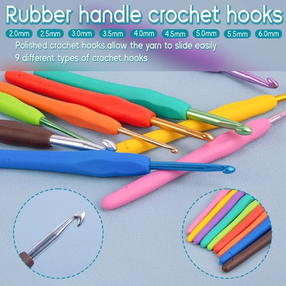 58pcs Portable Crochet Kits with Bag Knitting Tool DIY Sewing Ruler Needles Yarn Complete Set of Crochet Material Kit