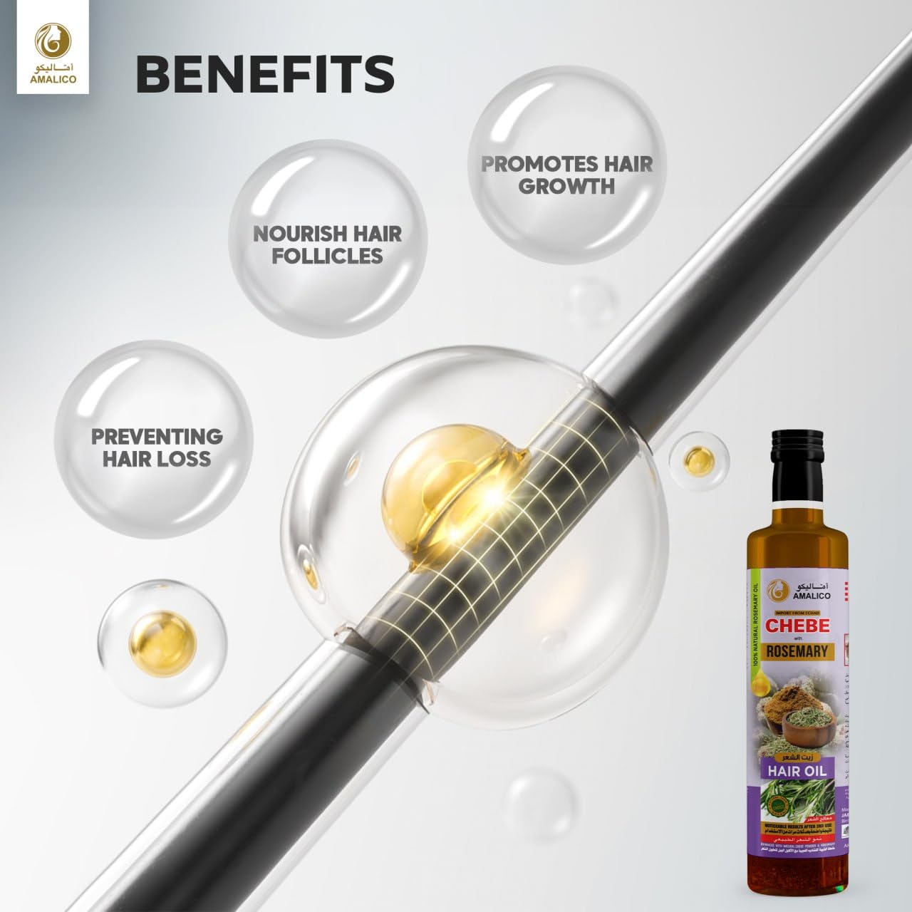 Amailco Rosemary Oil for Hair Growth With Chebe Powder | 10 in 1 Hair Growth Oil with African Chebe Powder For Hair Growth Rosemary Hair Oil For Hair Fall and Regrowth Scalp Oil 250ml