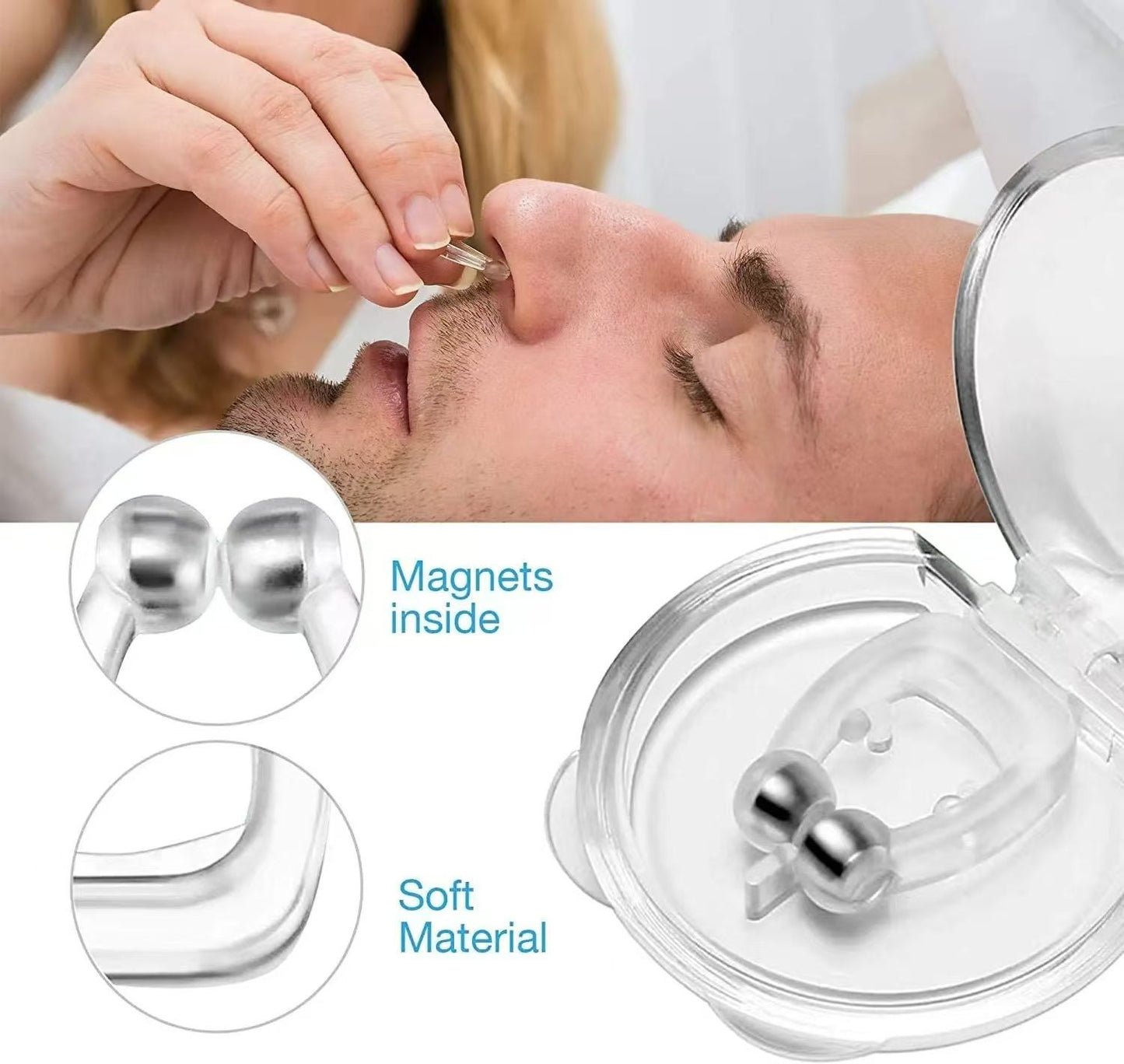 Anti Snoring Corrector Magnetic Anti Snore Stop Snoring Nose Clip Easy Breathe Improve Sleep Aid Apnea Night Device With Case