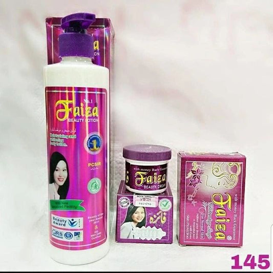 3 Pack Faiza Skin Care Set (Cream + Lotion + Soap) Combo Anti-Aging Cream Kit Fade Sun Spots & Discoloration Refine Skin Texture Reduce Wrinkle Formation Skin Care Set 3 in 1