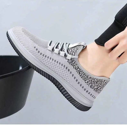 Men's fly weaving shoes Boys sports breathable comfortable sneakers Students casual men's shoes running shoe athletic driving shoes grey