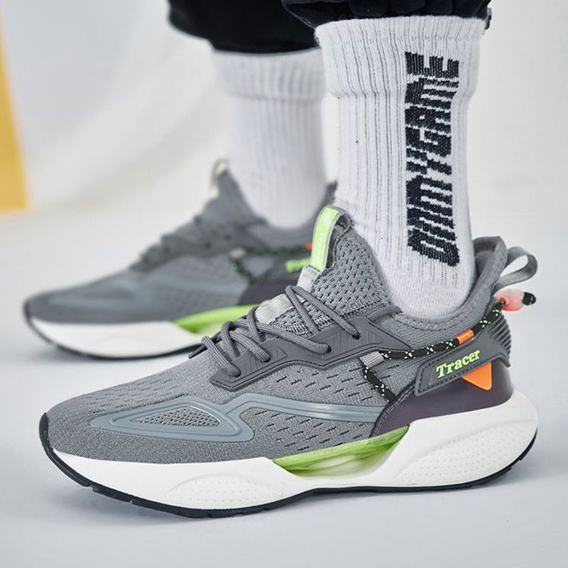 Men's shoes mesh sneakers casual shoes boy's sports shoes flying wove athletic shoes Daddy's driving shoes Student's running shoes grey