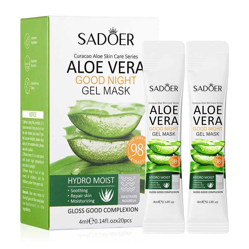 SADOER 27PCS Skin Care Set Aloe Vera Moisturizer Whitening Gift Set Face Lotion + Face Toner + Face Serum + Exfoliating Gel + Eye Cream + 20PCS Good Night Gel Masks + Hand Cream + Lip Balm Moisturizin