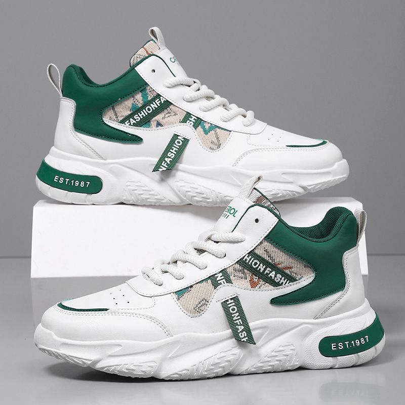 Sneakers Running Platform Daddy Shoes Men's Shoes Casual New Breathable Mesh Surface Fashion Shoes White Green