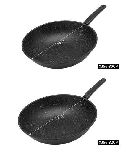 HW Quality Medical Stone Wok Physical Non Stick Pan Sufuria 30/32/34CM Saute Deep Frying Cooking Pots