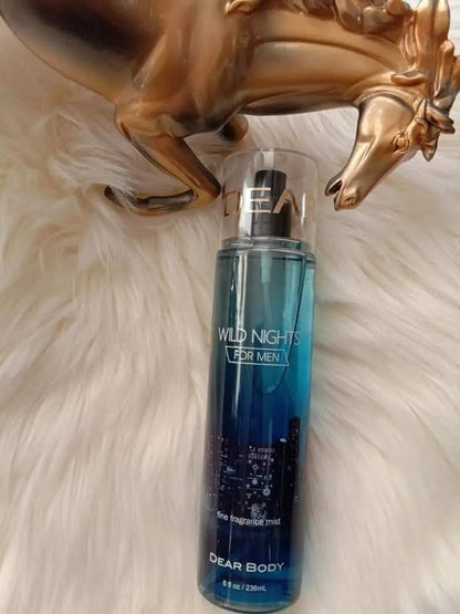 6 Pack Dear Body Wild Nights For Men Pump Lotion, Shower Gel, Body Splash, Body Cream, Body Mist and Small Lotion Keep Fresh Body Washes Skin Keep Body Fresh Body Luxuries Signature Collection