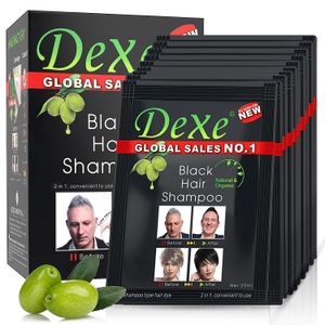 Dexe 10 PCS Dexe Black Hair Shampoo Instant Hair Dye For Men & Women-Black Color.Natural - Made with Chinese herbal extracts and French medicine extracts that give you healthy and natural black hqir