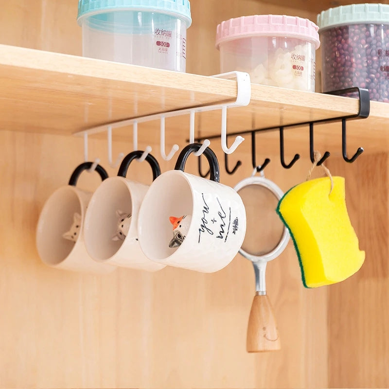 Iron Cabinet Traceless Hook Storage Hanger Multi-Row Hook Wardrobe Kitchen Punch-free Traceless Hook