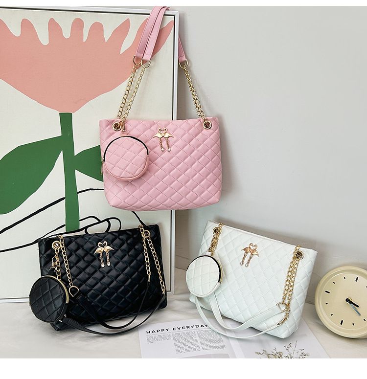 Large capacity Mommy bag Women's bag two-piece shoulder bag printed diamond check bag