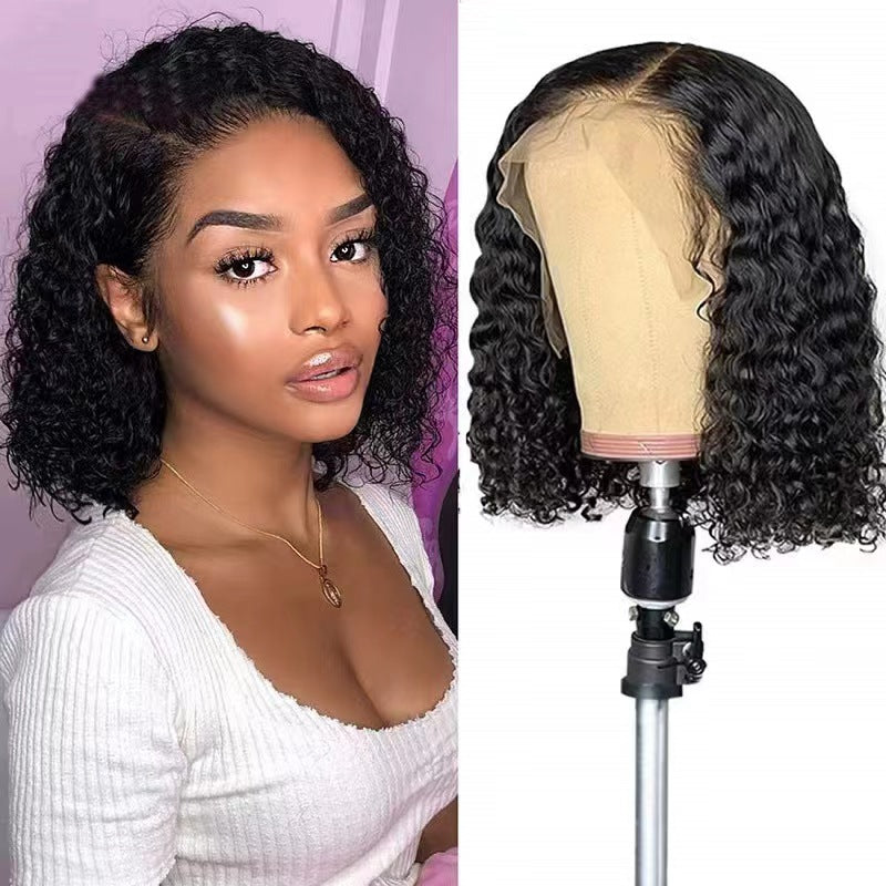 Wig small curly hair synthetic natural short curly black wigs for lady gift