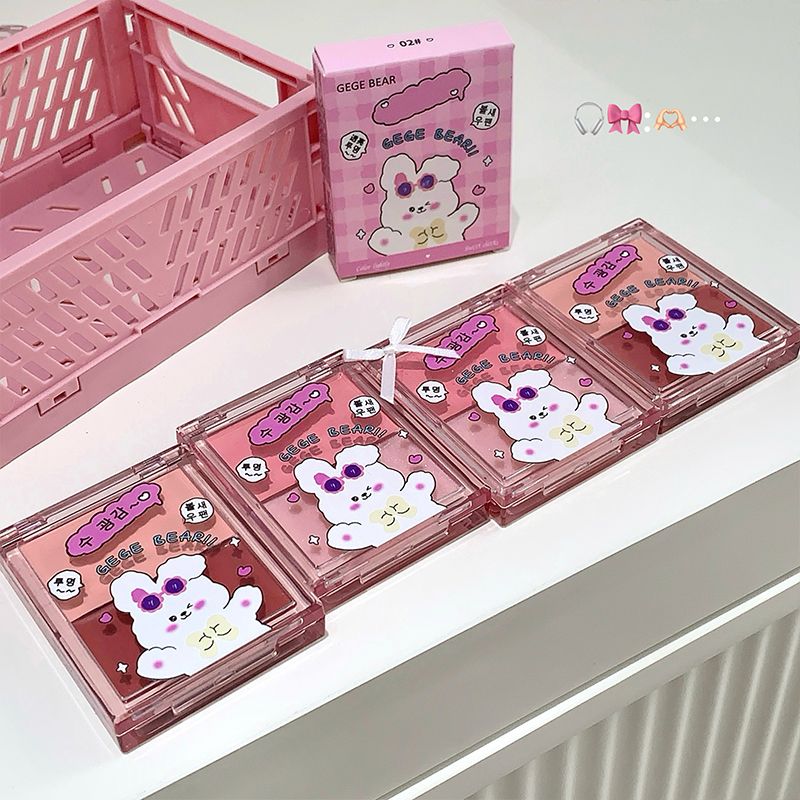 GegeBear Aqua Two color High gloss powder blusher Multi purpose Plate Facial Natural Brightening Three dimensional Clear Water Moisturizing powder blusher Cream