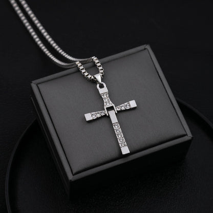 Men's NK Exquisite Stainless Steel Necklace Cross Speed and Passion Cold Style Necklace Personality No Fading Chain