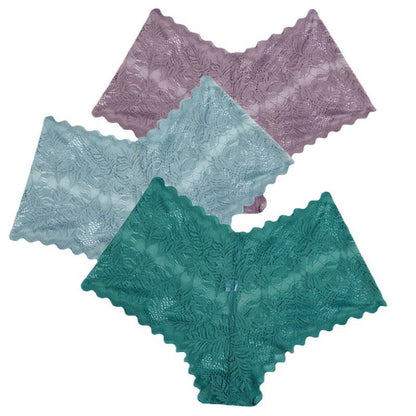 3Pcs/Set Women Lace Boyshorts Underpants Low Rise Panties Ladies Fashion Floral Lace Underwear Girls Panty Intimates