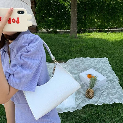 Fashion PU Leather Bags for Women Alligator Pattern Armpit Handbags Female Small Underarm Messenger Bag Purse Shoulder Bags