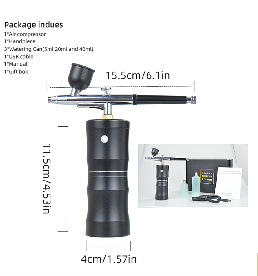 New Arrival Oxygen Injector Mini Air Compressor Kit Air-Brush Paint Spray Gun Airbrush For Nano Fog Mist Sprayer Art Makeup USB Rechargeable