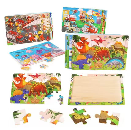 Logic Thinking Intellectual Wooden Game Puzzle Jigsaw Animal Vehicle Cartoon Early Educational Toys For Kids Children Gift