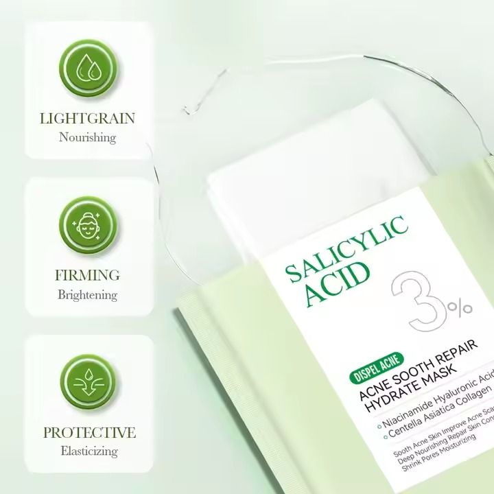 SADOER Salicylic Acid Anti Acne Soothing Repair Hydrating Mask Wholesale Price SADOER Salicylic Acid Acne Removing Soothing Repairing Moisturizing Face Mask