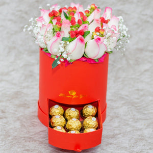 Alya flower box  Flowers and Ferrero Rocher Chocolate