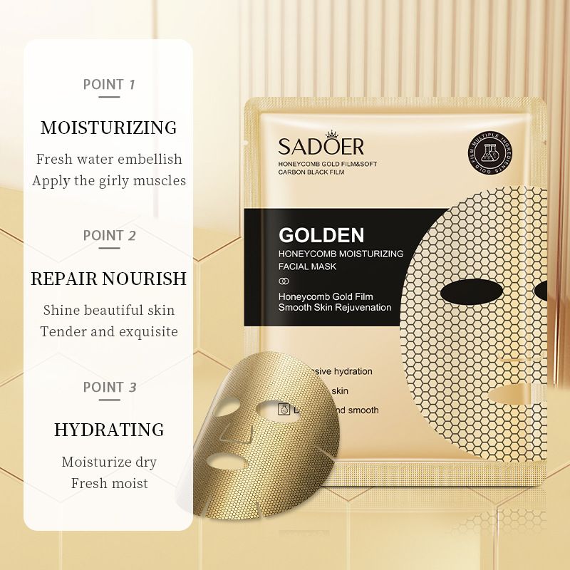 3PCS Golden Honeycomb Moisturizing Facial Mask – Hydrating and Moisturizing