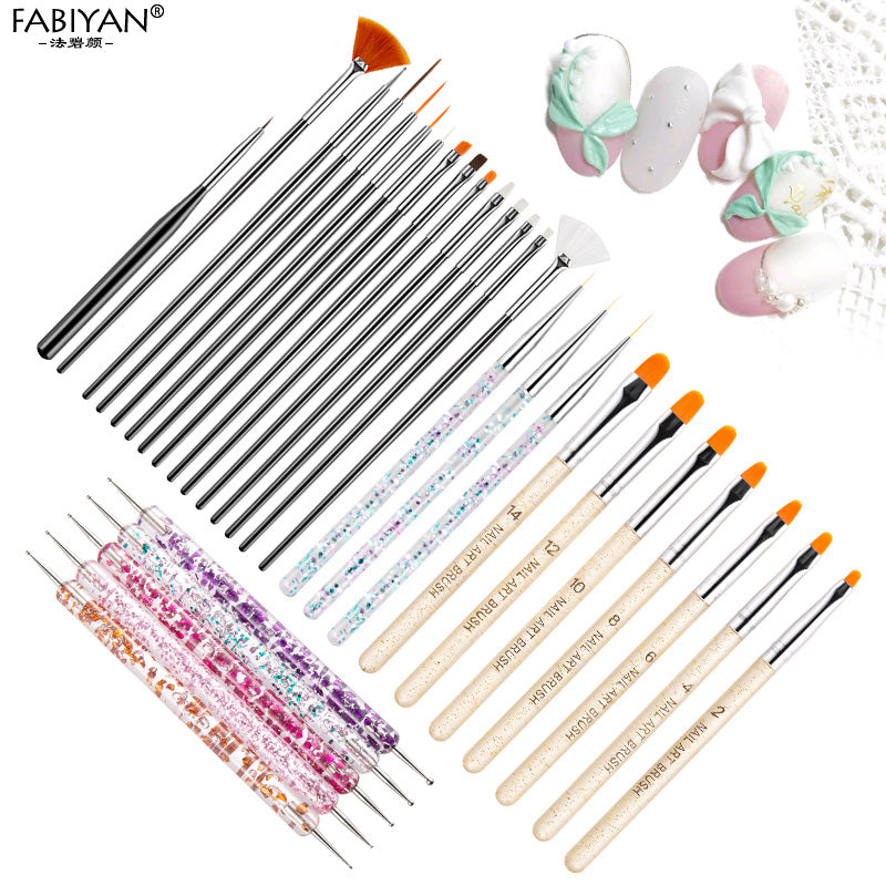 22/42Pcs Nail Art Dotting Brush Manicure Set Polishing Sanding File Dead Skin Nail Polish Remover Tools Decorations Kit