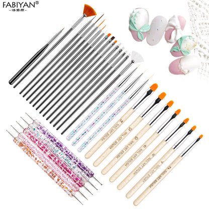 22/42Pcs Nail Art Dotting Brush Manicure Set Polishing Sanding File Dead Skin Nail Polish Remover Tools Decorations Kit