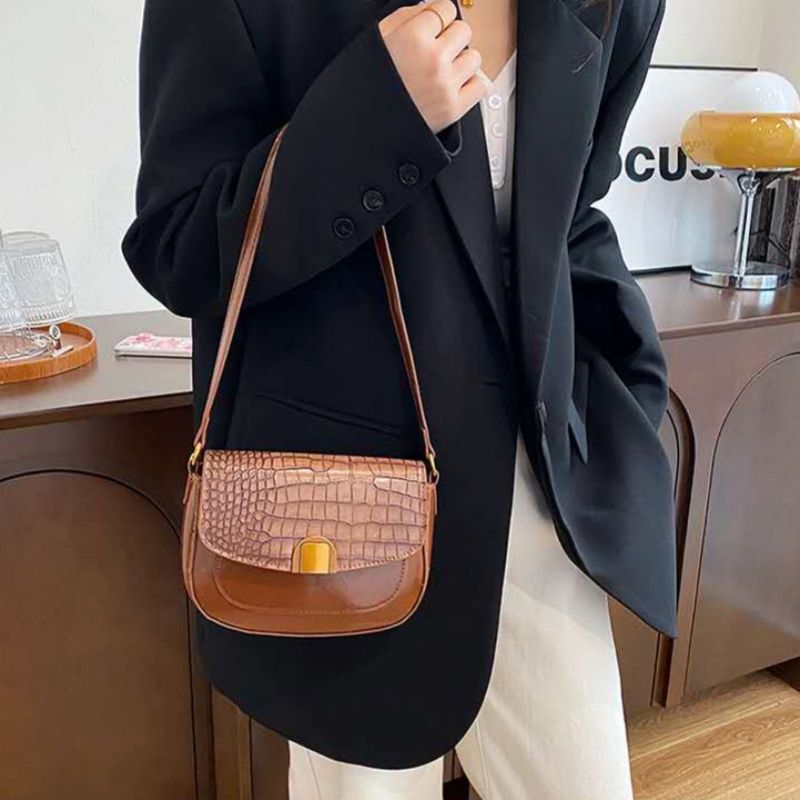 Mateamoda Croc Glam Shoulder Bag Underarm Handbag