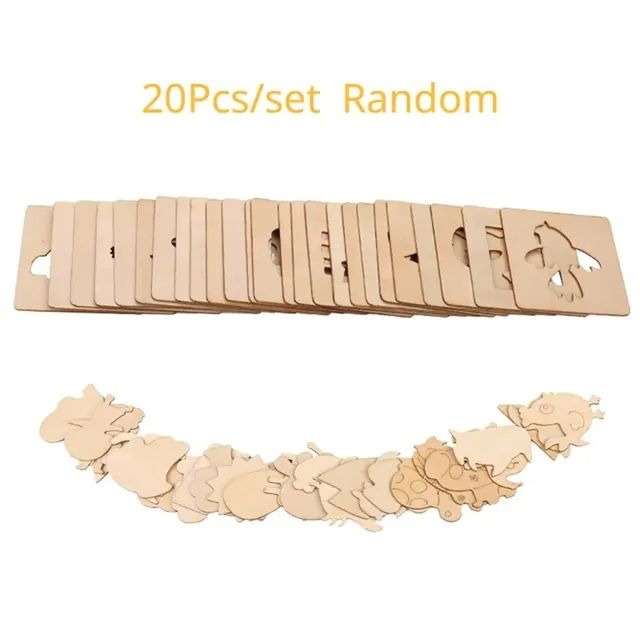20pcs Montessori Kids Toys Drawing Toys Wooden DIY Painting Template Stencils Learning Educational Toys for Children Gift