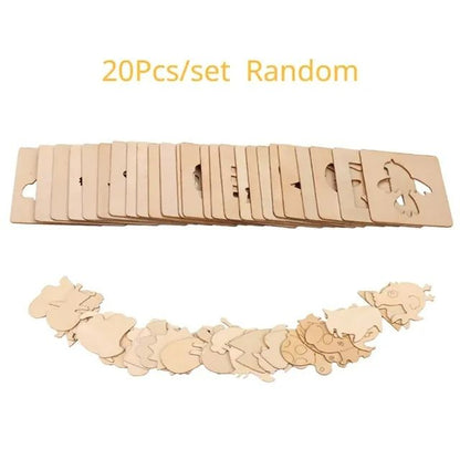 20pcs Montessori Kids Toys Drawing Toys Wooden DIY Painting Template Stencils Learning Educational Toys for Children Gift