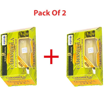 2 Packs Carambola Black Spots Herbal Soap With Honey for Removing Pimples & Blackheads Cleansing Nourishing Bar Bathing Organic Anti Ageing Full Body Natural Deep Cleaning Fruit Fragrance 120g X 2