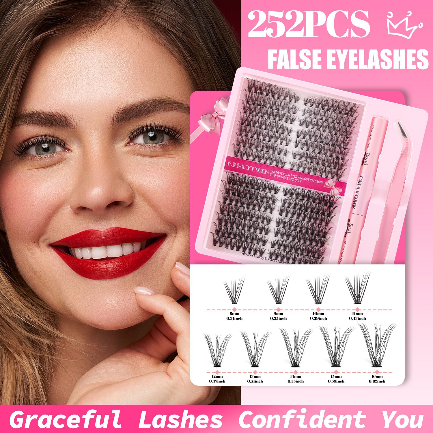 D Curve Single Cluster False Eyelash 8-16mm Gradient Natural Thickening DIY Segmented Grafted Hairy Eyelash for Women