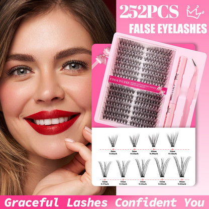 D Curve Single Cluster False Eyelash 8-16mm Gradient Natural Thickening DIY Segmented Grafted Hairy Eyelash for Women