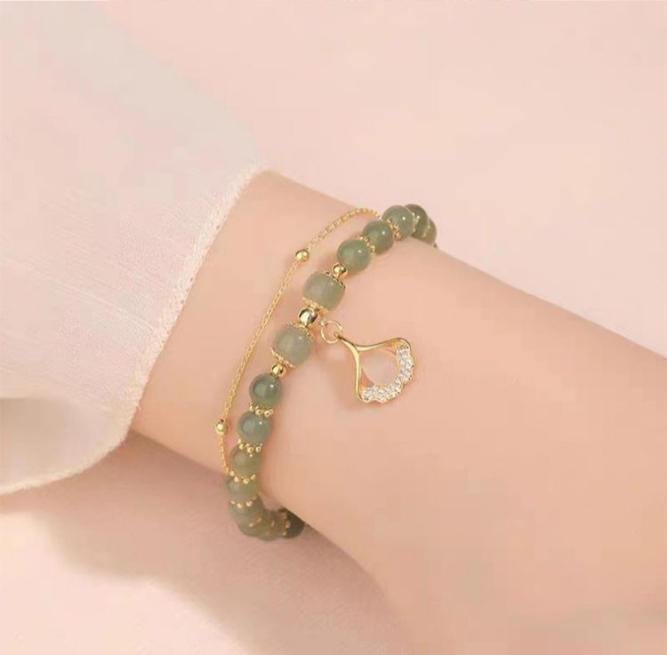 Women's bracelets, double-layer apricot leaf bracelets, women's fashion, high-end sense, Valentine's Day gifts for girlfriends, birthday gifts, female accessories