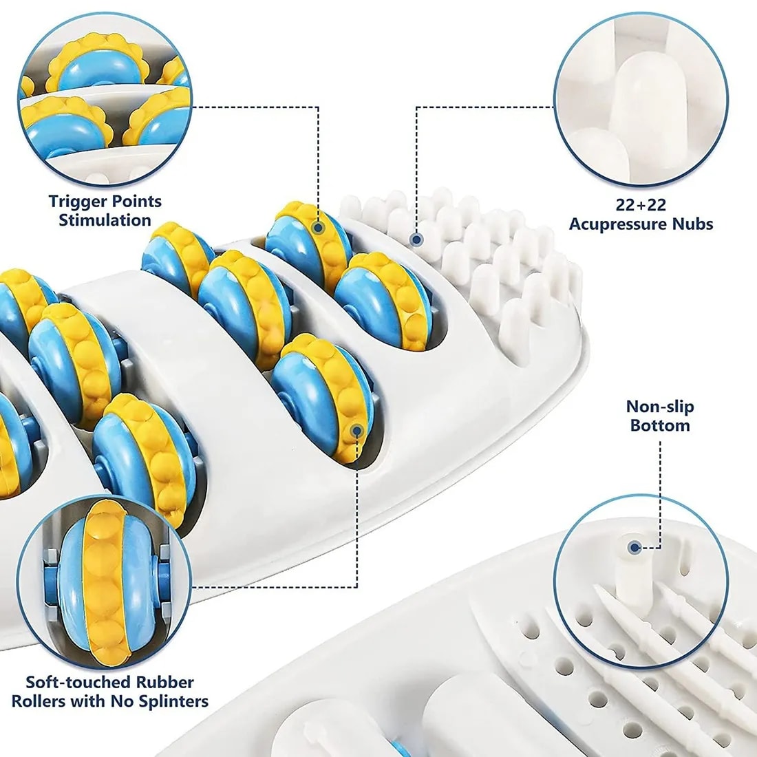 Foot Massager Stimulates Foot Acupoints to Dredge Meridians Roller Foot Center Finger Pressing Foot Board Foot Pressing Device Pain Relief Leg Feet Acupoints Massager Improve Blood Circulation