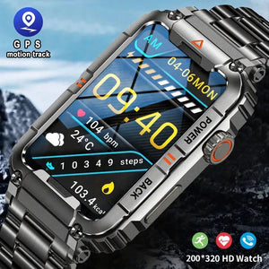 KR88 Men Smart Watch For Android IOS Fitness Watches IP68 Waterproof Military Healthy Monitor AI Voice Bluetooth Call Smartwatch