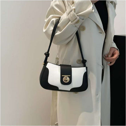 Mateamoda Elegant Two-Tone Shoulder Bag Underarm Handbag Crossbody Bag