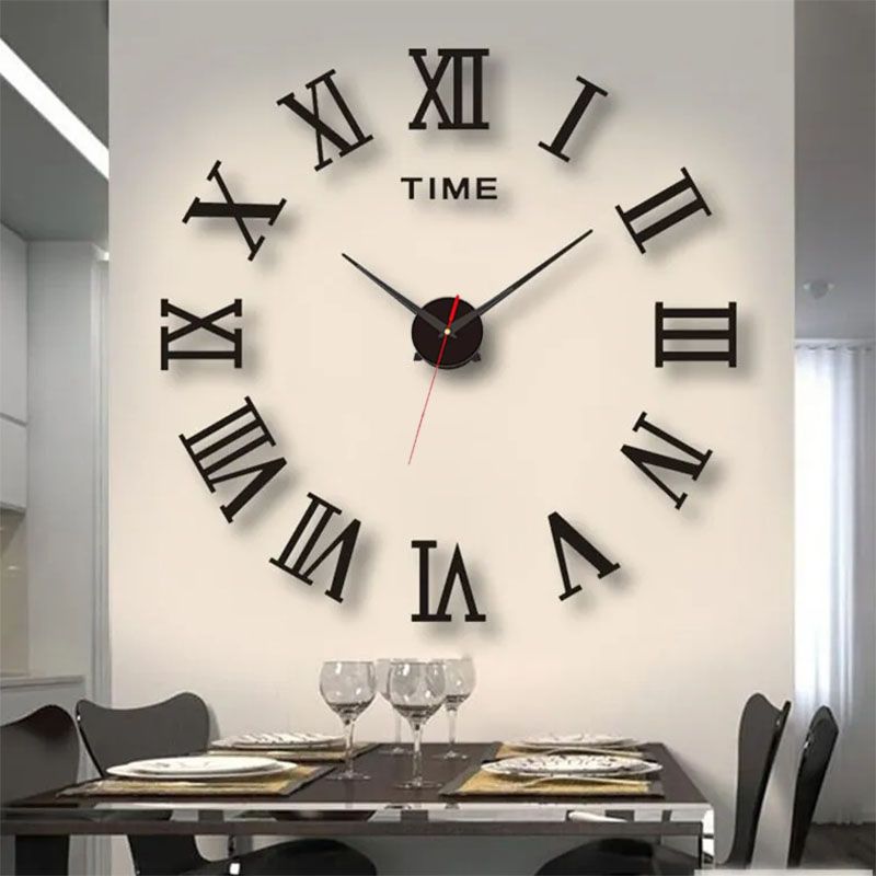 3D Acrylic Digital Wall Clock Roman Numerals Design Mirror Wall Clock Fashion Large Round Wall Clock DIY Self Adhesive Clocks Wall Decoration Wall Sticker Clock Living Room Home Decor