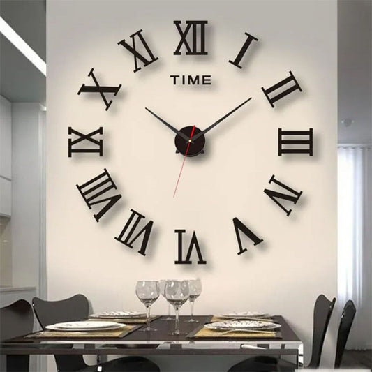 3D Acrylic Digital Wall Clock Roman Numerals Design Mirror Wall Clock Fashion Large Round Wall Clock DIY Self Adhesive Clocks Wall Decoration Wall Sticker Clock Living Room Home Decor