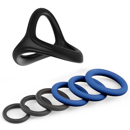 7pcs Pack Elastic Cock Ring Testicle Restraint Sexual Pleasure Erection Enhanced Silicone Penis Rings Prolonged Intercourse Long Lasting Stronger Ultra Soft Stretch Adult Sex Toy for Men Couples