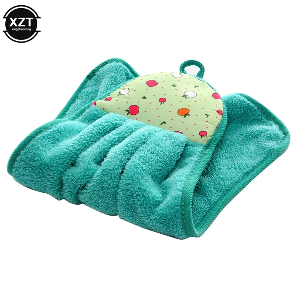 3pcs /set Absorbent Cloth Cleaning Cloth Coral Velvet Bathroom Supplies Soft Hand Towel Absorbent Cloth Dishcloths Hanging Cloth
