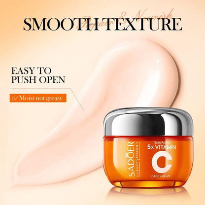 Sadoer 3 in 1 Skin Active 5 X Vitamin C Cleanser + Serum + Cream, The Trio Combination Guarantees Deep Hydration and Skin Water Locking, Brightening the Skin Tone, Nourish The Skin, Whiten Black Spot