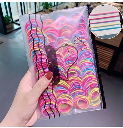 200/300pcs Cute Hair Ties For Kids & Girls - Colorful Elastic Polyester Hair Bands Ponytail Holder Children Rubber Band Hair Accessories
