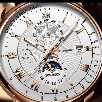 New Arrivals 2025 Men Watches Fashion Top Luxury Luminous Calendar Men's Sport Watch Quartz Male Wristwatch Moon Phase Leather Strap Wrist Watch Date Watches Man clock