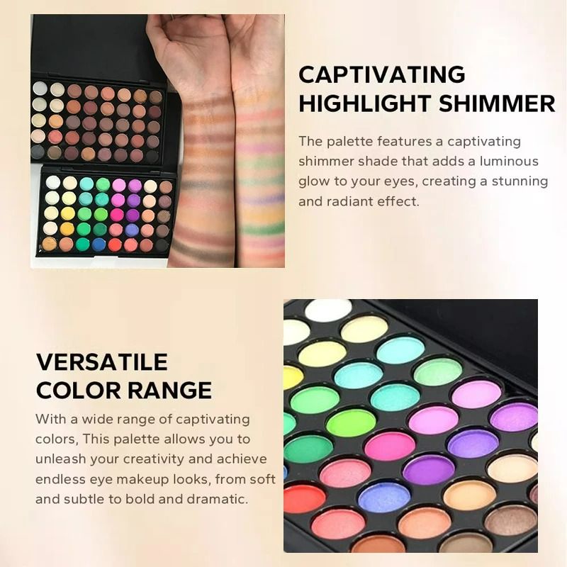 40Colors Eyeshadow Palette with 8 Pcs Eyeshadow Brush Set Waterproof Long Lasting Pressed Powder Cosmetics Women MakeUp popfeel