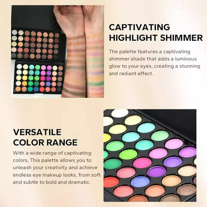 40Colors Eyeshadow Palette with 8 Pcs Eyeshadow Brush Set Waterproof Long Lasting Pressed Powder Cosmetics Women MakeUp popfeel