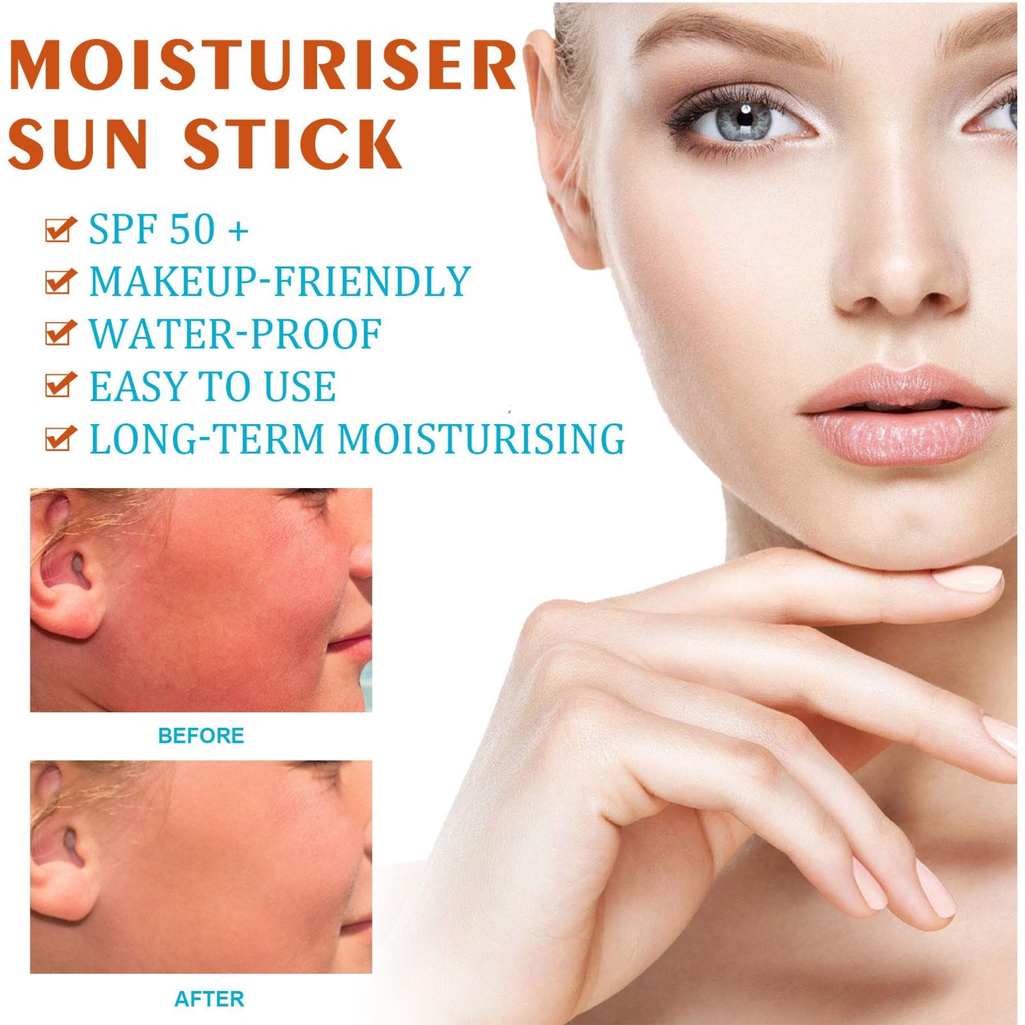 Moisturizer Sun Stick ,SPF50+,PA+++,Moistrurizing,Preventing dehydration and reduing the risk of sun damage